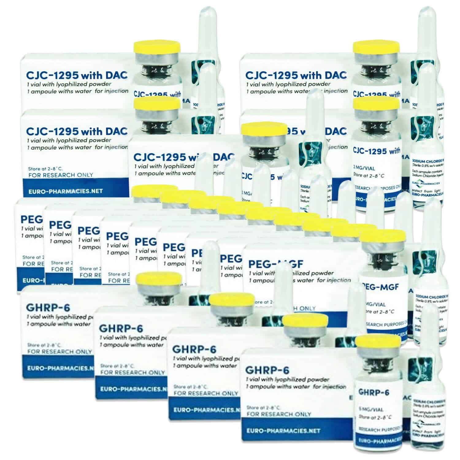 Pacote de peptídeos de ganho de peso avançado - GHRP-6 / Mod GRF 1-29 / PEG-MGF - 12 semanas - Euro farmácias | UPsteroid | Compre seus esteróides anabolizantes online