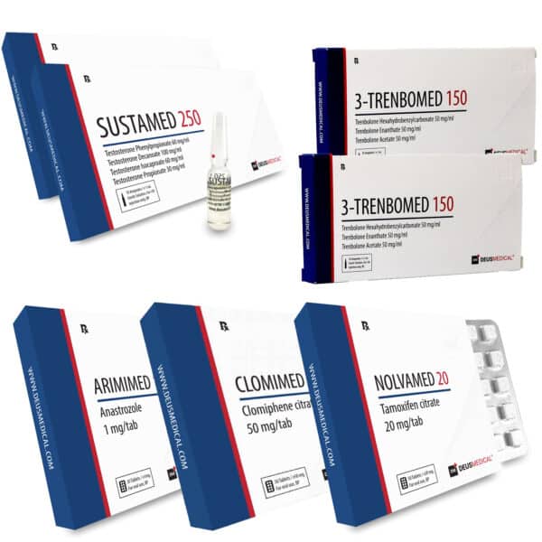 Pacote de ganho de massa seca Deus Medical LEVEL II INJECT Sustanon Tri Tren 10 semanas