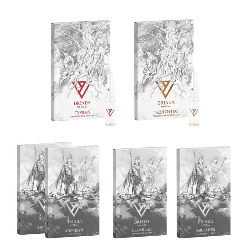 Balíček pro nárůst suché hmoty s testosteronem, cypionátem a trenbolonem Enanthate (10 týdnů) DRIADA MEDICAL