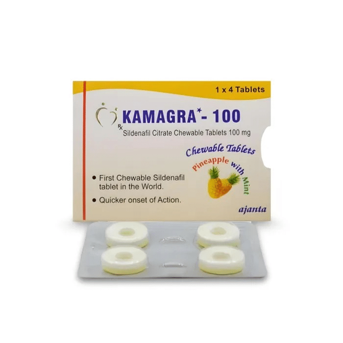 Kamagra 100 Pineapple and Mint Sildenafil Citrate CT 1×4 Pharmacy EU
